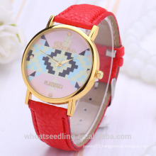 2015 Popular Quartz Watch Brand New Geneva Watch Women Leather Strap Gift Relojes